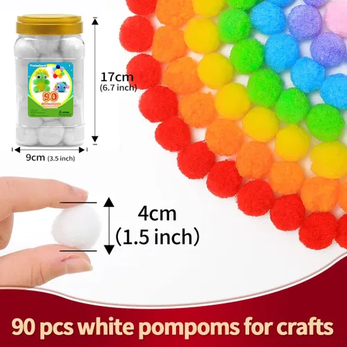 Miniatura 103 de Praisebank Pompones rojos, 90 unidades, 1.5 pulgadas, perfectos para artes y manualidades