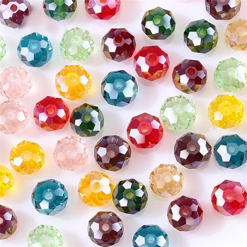 Miniatura 4 de Cuentas de cristal de 0.079 pulgadas de color AB galvanizado, cuentas de Rondelle facetadas, sección de cuentas sueltas naturales para mujer