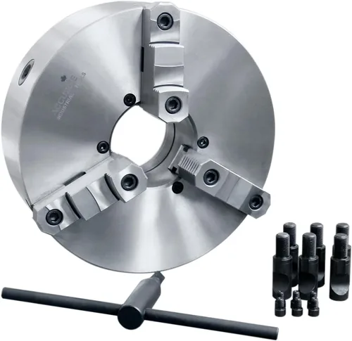 Miniatura 13 de Accusize Industrial Tools 6''/160mm 2-Piece Reversible Jaws 3-Jaw Chuck, D1-4, Direct Mount, 1.575'' Center Hole, 0559-0101