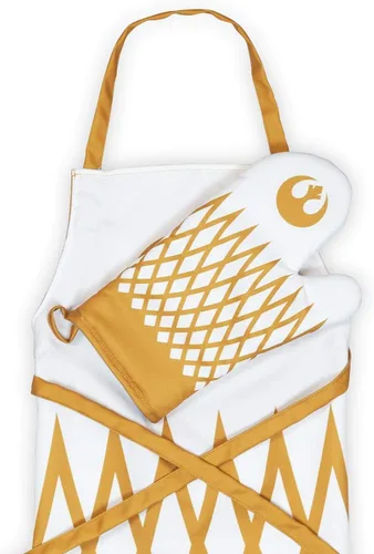 Miniatura 3 de Seven20 Juego de delantal y guantes de horno oficiales de Star Wars Rebel blanco/dorado, accesorio de utensilios de cocina blancos, artículos