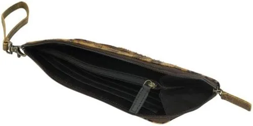 Miniatura 4 de Tan Camel Western - Billetera de cuero con cremallera para mujer Beige y camello