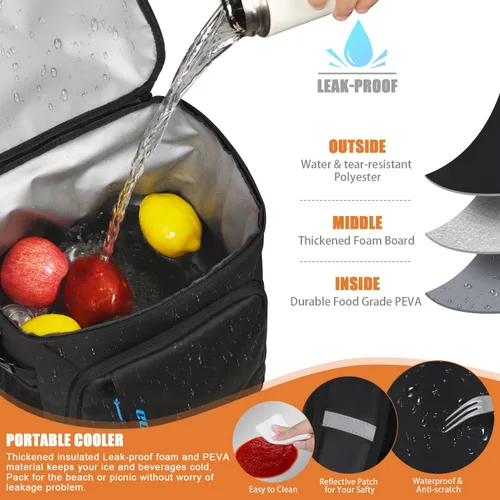 Miniatura 3 de Capolo - Mochila térmica con aislamiento a prueba de fugas para 36/45 latas, mochila térmica suave para camping, bolsa térmica para hielo, mochila