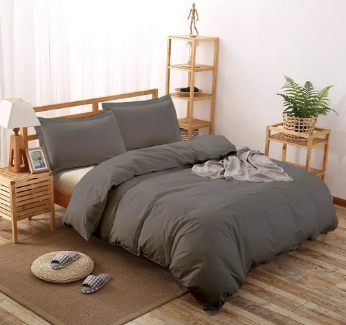 Miniatura 28 de LinenHouse Juego de funda de edredón de 3 piezas de alta calidad con cierre de cremallera y lazos en las esquinas, fundas de almohada ultrasuaves