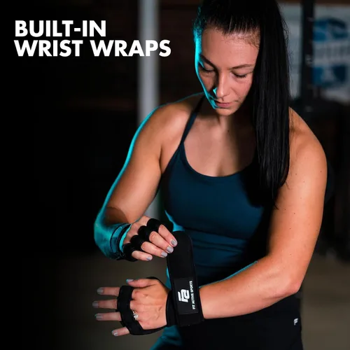 Miniatura 5 de Fit Active Sports Nuevos Guantes de Entrenamiento con Ventilación para Levantamiento de Pesas con Muñequeras Integradas para Hombres y Mujeres