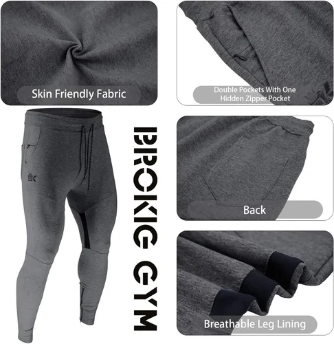 Miniatura 5 de Pantalones ajustados en el muslo de BROKIG para hombre, de malla, con bolsillo con cremallera, infomal.