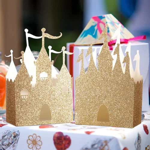 Miniatura 5 de Geiserailie 20 Piezas Caja de Castillo Caja de Dulces de Princesa Caja de Regalo de Confeti de Castillo Decoraciones de Fiesta de Princesa Fiesta