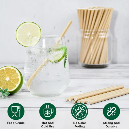 Miniatura 3 de 500 unidades de pajitas de papel kraft marrón cortas desechables de 14.6 cm para cócteles y para remover - para el hogar, bares y restaurantes