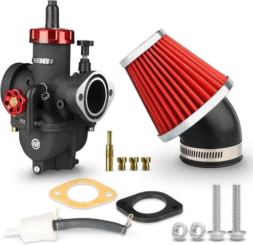 NIBBI PE28 Carburador con kit de filtros de aire de 48 mm, Carburador PE28 mm FL para motocicletas Fit para Dirt Bike de 200 cc-250 cc, Pit Bike,