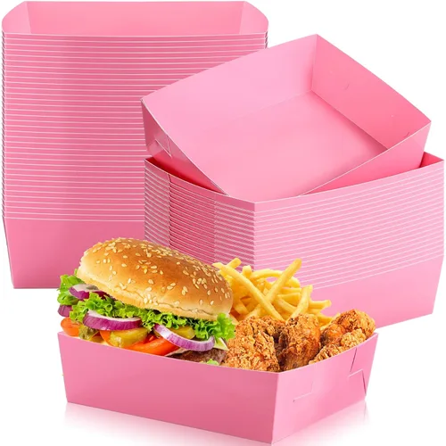 Miniatura 10 de Uiifan 50 bandejas de papel extra grandes de 5 libras desechables para alimentos, barco, nachos, bandejas para servir aperitivos, resistentes a