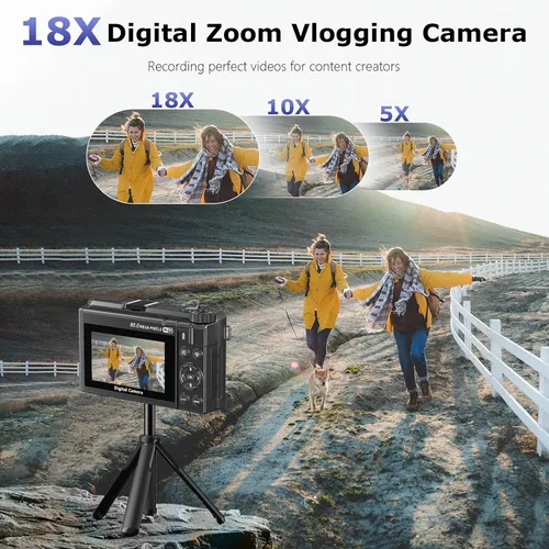 Miniatura 6 de Cámara digital 8K para fotografía, cámara de videoblogs WiFi de 88 megapíxeles para YouTube, pantalla giratoria de 3" 180° y zoom digital 18X