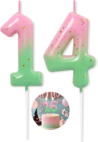 Miniatura 72 de Velas número 2 arcoíris con número 3D de feliz cumpleaños para decoración de fiesta de pastel de cumpleaños, suministros de celebración