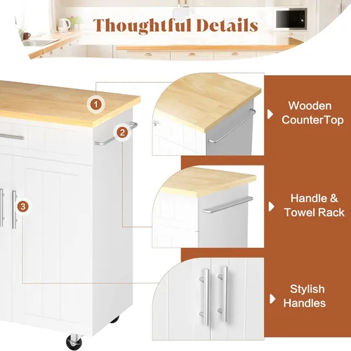 Miniatura 7 de SUNLEI Isla de cocina con ruedas con gabinete de almacenamiento y cajón, mesa de cocina rodante de 26 pulgadas de ancho, mango de carrito
