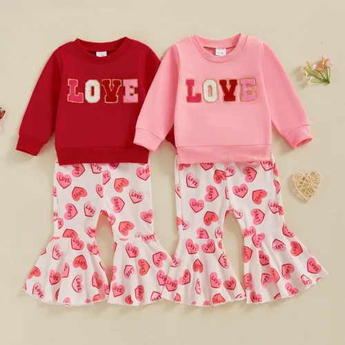 Miniatura 9 de Gueuusu Conjunto de ropa de manga larga para bebé niña con texto en inglés "My 1st Christmas", sudadera de manga larga con pantalones acanalados