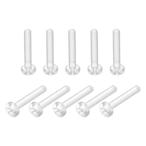 Miniatura 15 de uxcell M2x6mm plástico Phillips pernos 50pcs PC Pan cabeza máquina tornillos transparentes