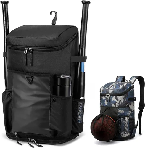 Miniatura 8 de TUGUAN Mochila de béisbol para adultos con soporte para bates de 2/4 y gancho para cerca, bolsa ligera de softbol para hombre con compartimento