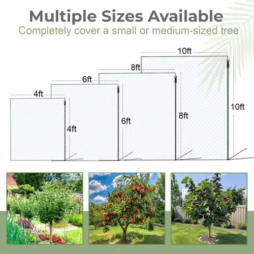Miniatura 2 de Cubierta de red para árboles frutales con cremallera y cordón, 2 paquetes de red de barrera de insectos de 4 x 4 pies para protección del jardín