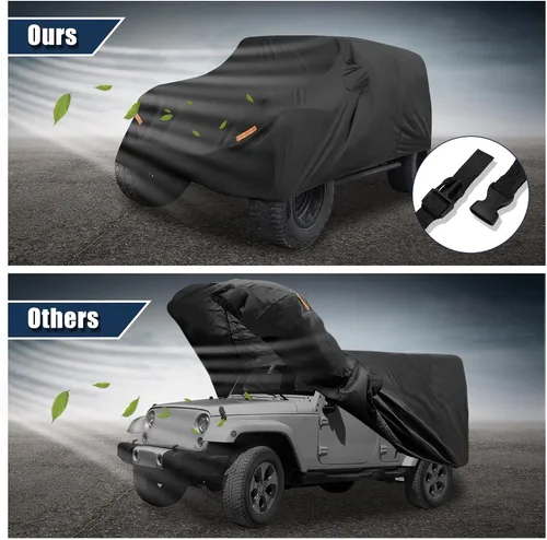 Miniatura 5 de X AUTOHAUX Funda de coche para Jeep Wrangler JK JL YJ TJ 4 puertas 2007-2021 al aire libre, impermeable, sol, lluvia, polvo, viento, nieve