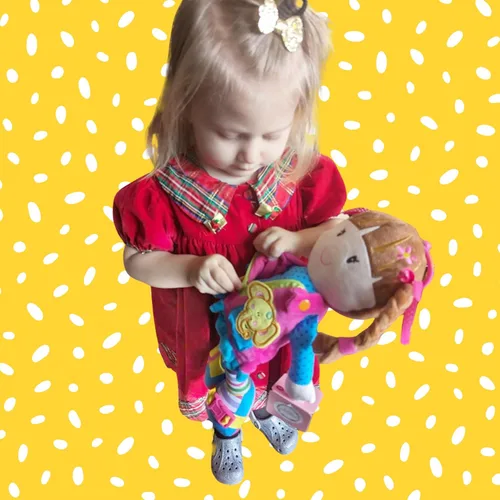 Miniatura 5 de June Garden Dressy Friends Belle de 15.5 pulgadas, muñeca de peluche educativa para niños y niños pequeños de 2 años en adelante, juguete suave