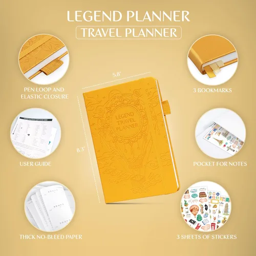 Miniatura 2 de Legend Travel Planner – Organizador de itinerario de vacaciones para viajes en solitario y parejas – Diario de viaje para mujeres y hombres
