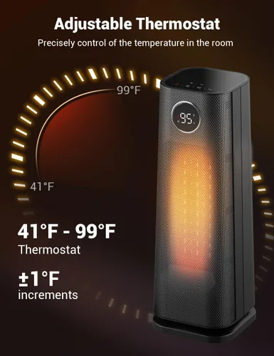Miniatura 5 de Calentador de espacio para uso en interiores, calentador de cerámica de calentamiento rápido de 1500 W con termostato, calentador de escritorio