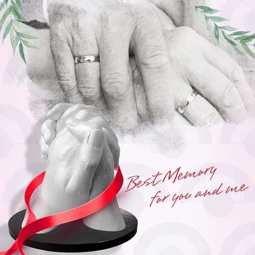 Miniatura 5 de Puduo Kit de Moldeo de Manos para Parejas o Familia, Molde de Mano de Yeso DIY Kit de Escultura de Recuerdo, Regalos para Ella, Niños, Bodas