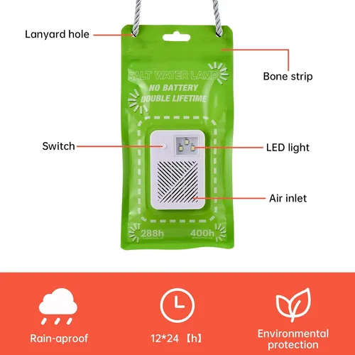 Miniatura 5 de Lámpara de emergencia con luz de sal de agua, linterna LED alimentada por sal, 50 lúmenes LED linterna de camping para cortes de energía Pesca