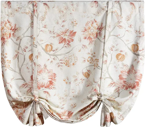 Miniatura 42 de Leeva Cortinas rústicas de cocina con estampado floral verde mezclado de lino para media ventana, para comedor, bolsillo para barra, cafetería