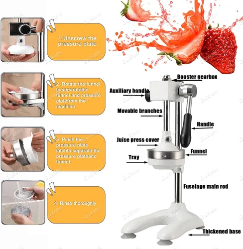 Miniatura 3 de Exprimidor de naranja de hierro fundido de cocina, máquina exprimidora de prensa manual, con base en forma de U manual, placa de presión grande
