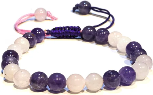 Miniatura 23 de Adjustable Crystal Bracelet – Gemstone Bead Bracelet with Adjustable Macrame String – Chic Gemstone Bracelet for Men and Women – 8mm Round Healing