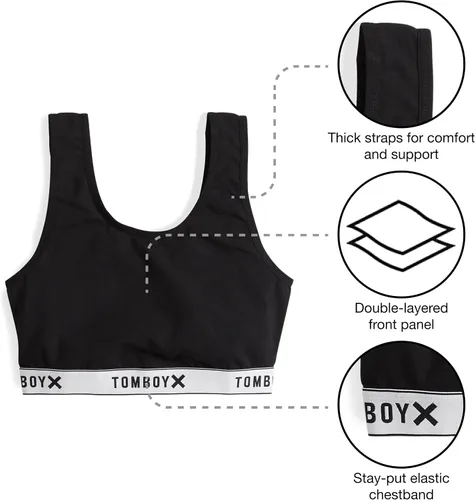 Miniatura 5 de TomboyX Brasier suave, bralette de algodón con cuello redondo para mujer, sin relleno, de bajo impacto, (XS-6X)