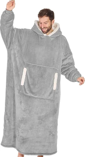 Miniatura 13 de yescool - Cobija con capucha, sudadera de franela de forro polar sherpa para adultos, mujeres y hombres, talla única