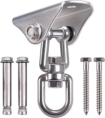 SELEWARE Colgador de columpio de acero inoxidable resistente para techo Montaje en techo con giro libre Gancho de columpio Kit de accesorios de