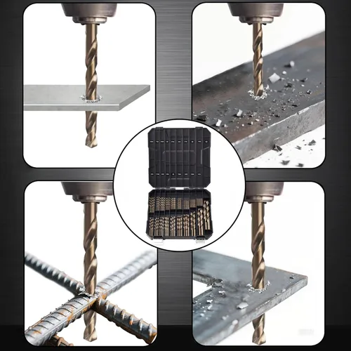 Miniatura 6 de Juego de brocas de cobalto para metal endurecido y acero inoxidable, 122 piezas M35 de acero de alta velocidad con torsión Jobber, brocas de metal