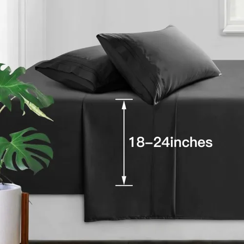 Miniatura 25 de Manyshofu Sábanas de bolsillo extra profundo tamaño King – Sábanas y fundas de almohada de lujo de 1800 hilos – Juego de cama de microfibra