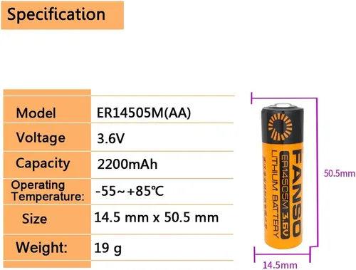 Miniatura 2 de Paquete de 2 baterías de litio ER14505M 3.6V 2200mAh ER14505 no recargables