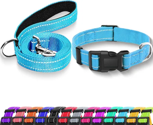 Miniatura 9 de collar reflectante para perros con hebilla de cierre de seguridad, collares de nailon ajustables, suaves y transpirables para perros pequeños