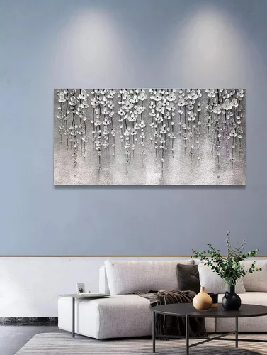 Miniatura 3 de Yika Art Pinturas 3D de 24 x 48 pulgadas, pintura al óleo abstracta moderna pintada a mano sobre lienzo, obra de arte abstracta para decoración