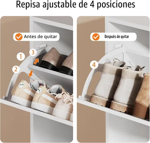 Miniatura 4 de Armario de almacenamiento de zapatos, organizador de zapatos de madera para entrada con 3 cajones abatibles, zapatero independiente con estante