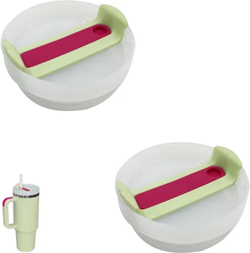 Miniatura 15 de Paquete de 2 tapas para vaso de 40 onzas compatibles con Stanley Quencher, cubiertas de vaso de acero inoxidable a prueba de derrames y resistentes