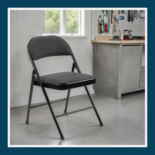 Miniatura 13 de OEF Furnishings OEF970 Series - Sillas plegables acolchadas de tela de alta calidad, asiento y respaldo acolchados cómodos para salas
