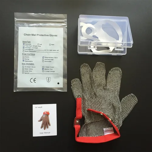 Miniatura 5 de inf-way 304L guante de Malla de Acero Inoxidable Cepillado resistente a cortes, Guante de Cocina Carnicero Seguridad de trabajo 1 unidad.