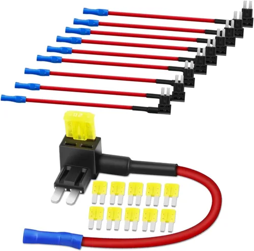 10 unidades de portafusible Micro2 de 12 V para autos ATR Blade con fusible de 20 A, adaptador de fusible de Add-a-Circuit Tap de Micro II para