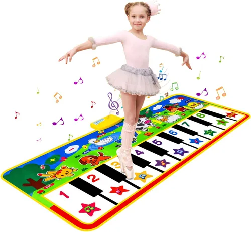 Miniatura 8 de M SANMERSEN Alfombra de Piano, Alfombra Musical para Niños Alfombra de Teclado de Piano de Piso con 8 Instrumentos Sonidos Música Baile Alfombra