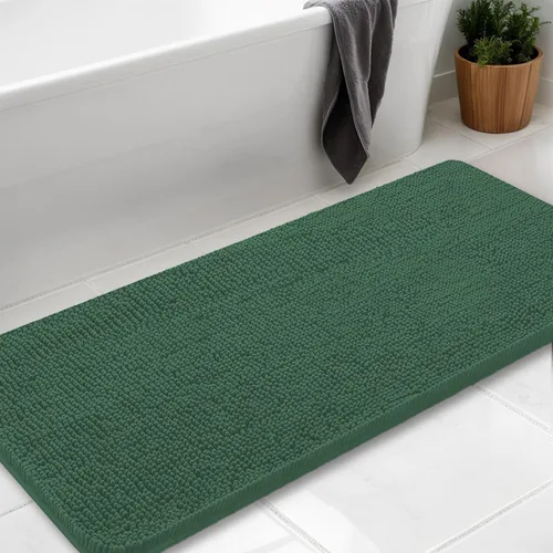 Miniatura 44 de Alfombras de baño en forma de U, alfombras de baño de felpilla súper absorbentes y respaldo antideslizante de PVC fuerte para inodoros, lavables a