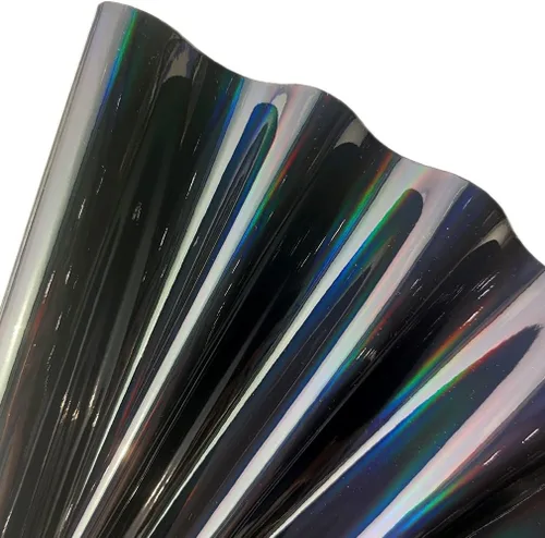 11.8"x53" Tela de cuero sintético holográfica, vinilo reflectante de espejo para lazos para el cabello, bolsas, manualidades de costura (Negro)