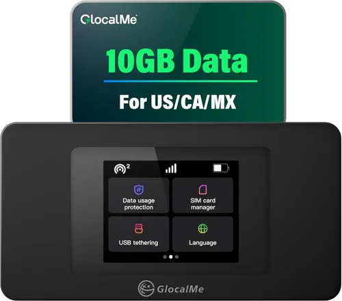 Miniatura 12 de GlocalMe DuoTurbo 4G LTE Hotspot WiFi portátil para viajes en más de 200 países, dispositivo de punto de acceso móvil con datos globales de 1.1GB