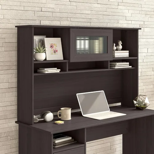 Miniatura 2 de BUSH FURNITURE Mueble de madera de roble, color café de 60 pulgadas, Madera, Heather Gray