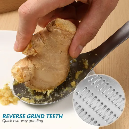 Miniatura 2 de Hemoton 4 ralladores de queso Zester para cocina, molinillos de ajo de acero inoxidable, rallador de jengibre, cuchara Zester, rallador de limón
