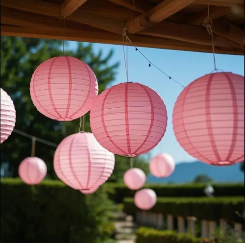 Miniatura 15 de Linternas de papel decorativas verdes y naranjas, 15 piezas, para colgar en fiestas de despedida de soltera, boda, cumpleaños, baby shower