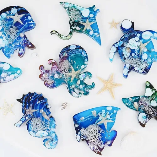 Miniatura 5 de Moldes de silicona de animales para resina epoxi, 8 cavidades lindos moldes de silicona en forma de animal para llavero colgante de joyería, fondant